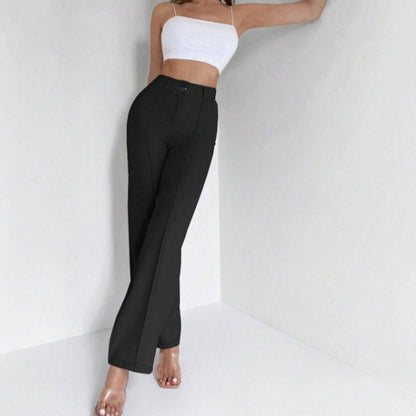 High-Waisted Slim Fit Pants with Micro Flare
