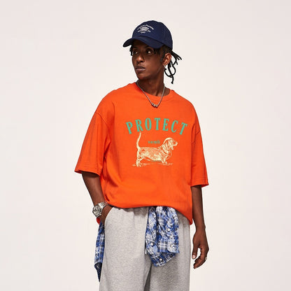 Dog Pulp-pulling Loose Printed T-shirt