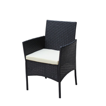 4 PC Rattan Patio Furniture Set Outdoor Patio Cushioned Seat Wicker Sofa Beige Cushion