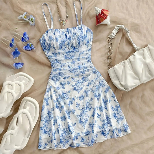 Women's Boho Floral Print Mini Dress
