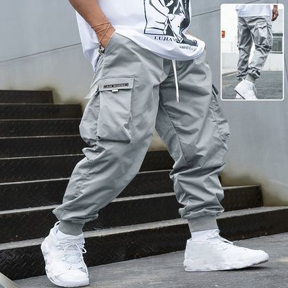 Men's Multi-pocket Cargo Pants Drawstring Trousers