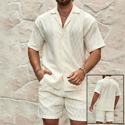 Men's Solid Casual Two Pieces Lapel Button Loose Tracksuits