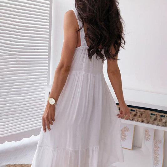 Bohemian Lace Trim Sleeveless Maxi Dress