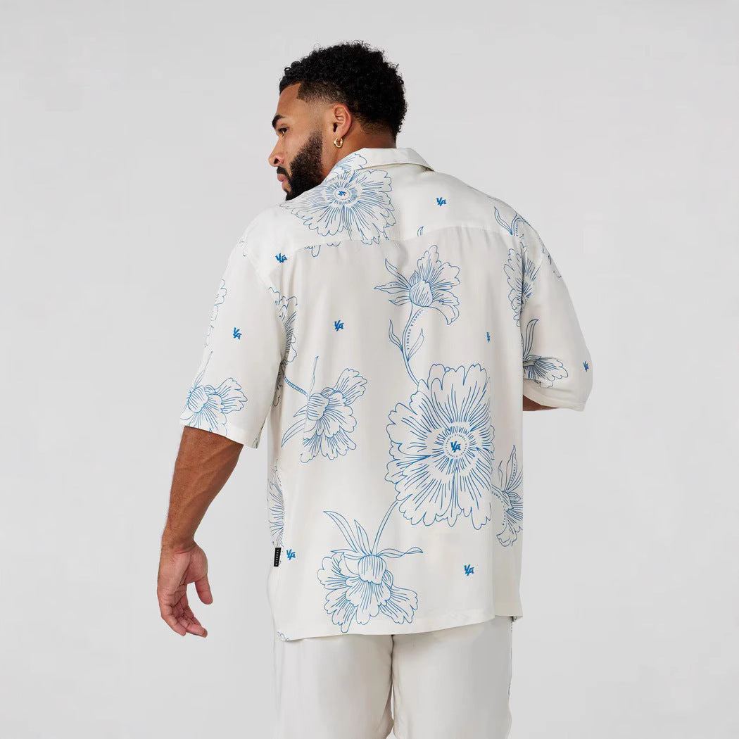 Men's Printed Casual Loose Short Sleeves Top