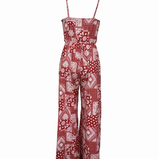 Cami Jumpsuit with Floral Print and Ruffled Edge